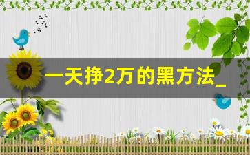 一天挣2万的黑方法_谁想挣钱 联系我